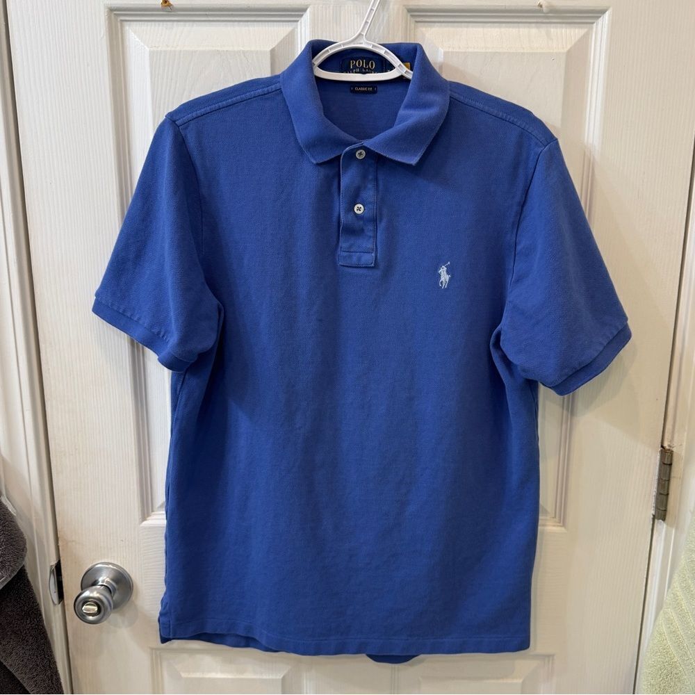 Polo Ralph Lauren Blue Polo Shirt in great condition. Size Medium- 100% cotton